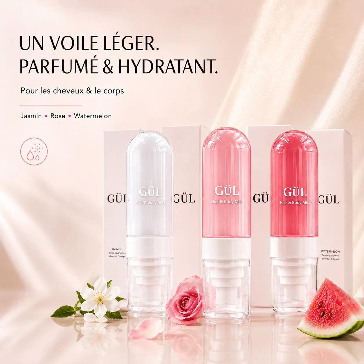 Brume Hydratante Cheveux & Corps — Rose, Jasmin ou Watermelon