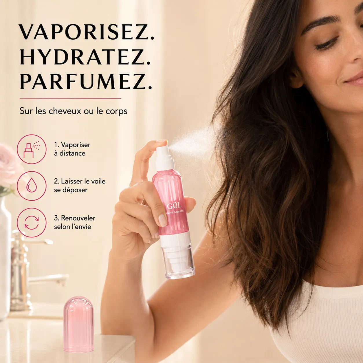 Brume Hydratante Cheveux & Corps — Rose, Jasmin ou Watermelon