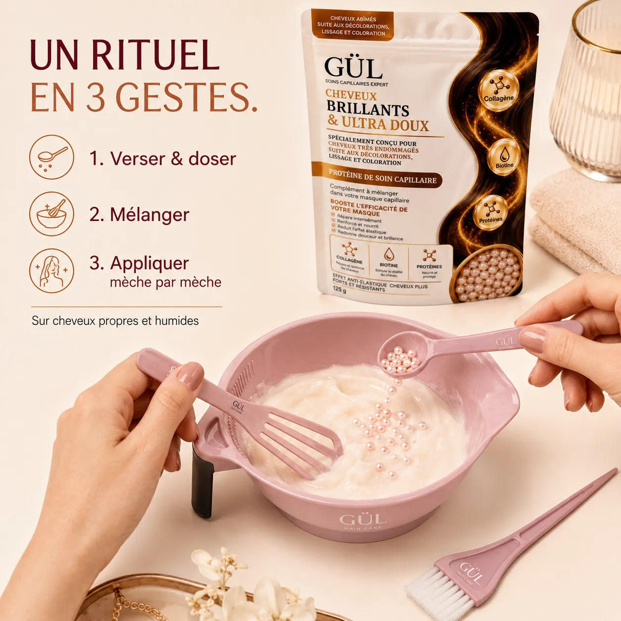 Set Pro 4 Pièces — Bol, Cuillère, Pinceau, Fouet