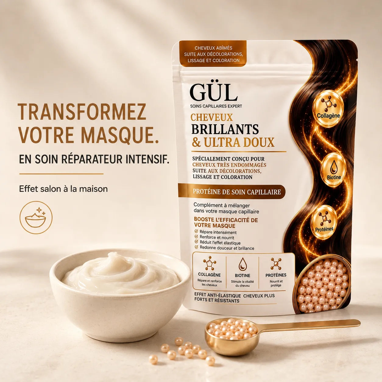 Billes Booster Protéines, Collagène & Biotine