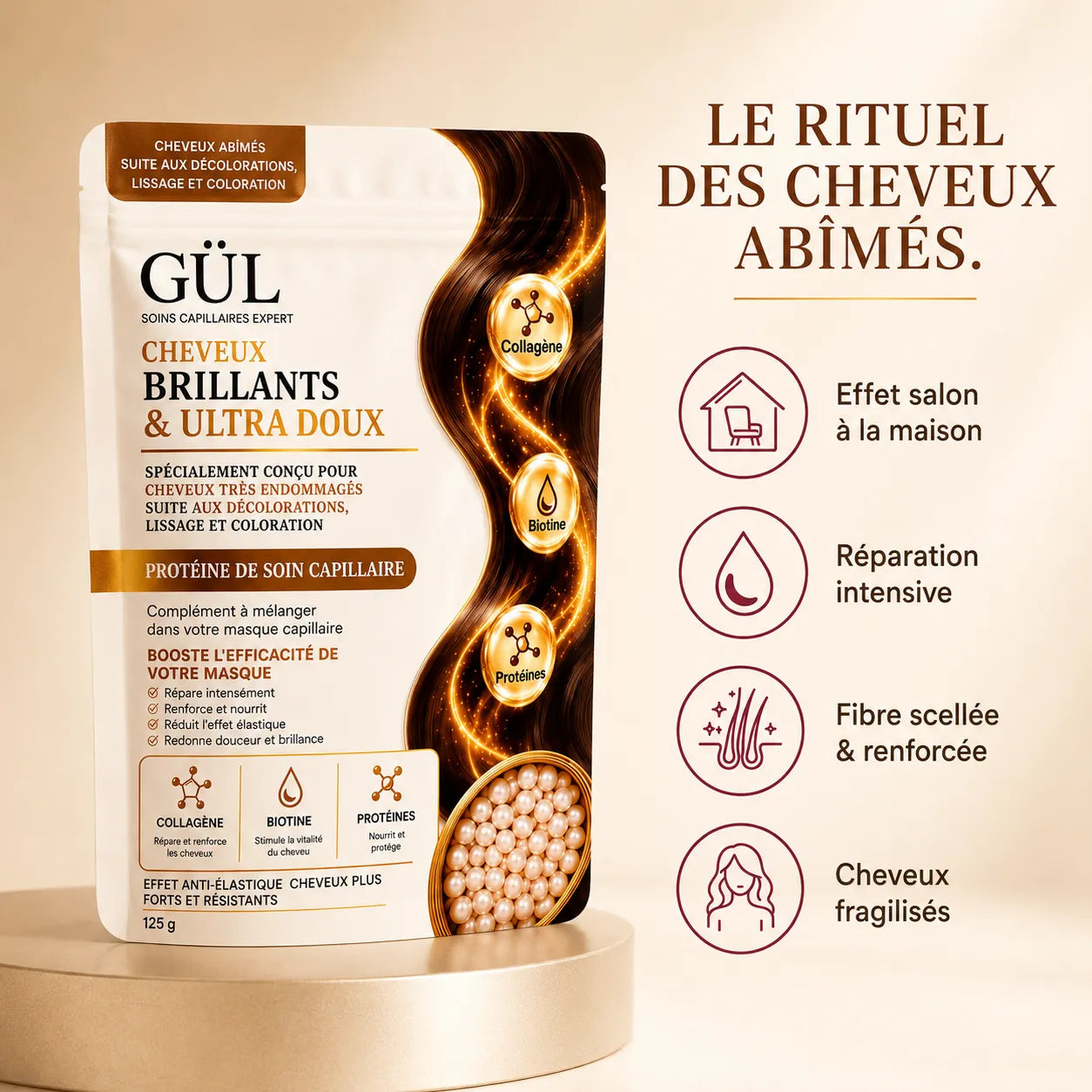 Billes Booster Protéines, Collagène & Biotine