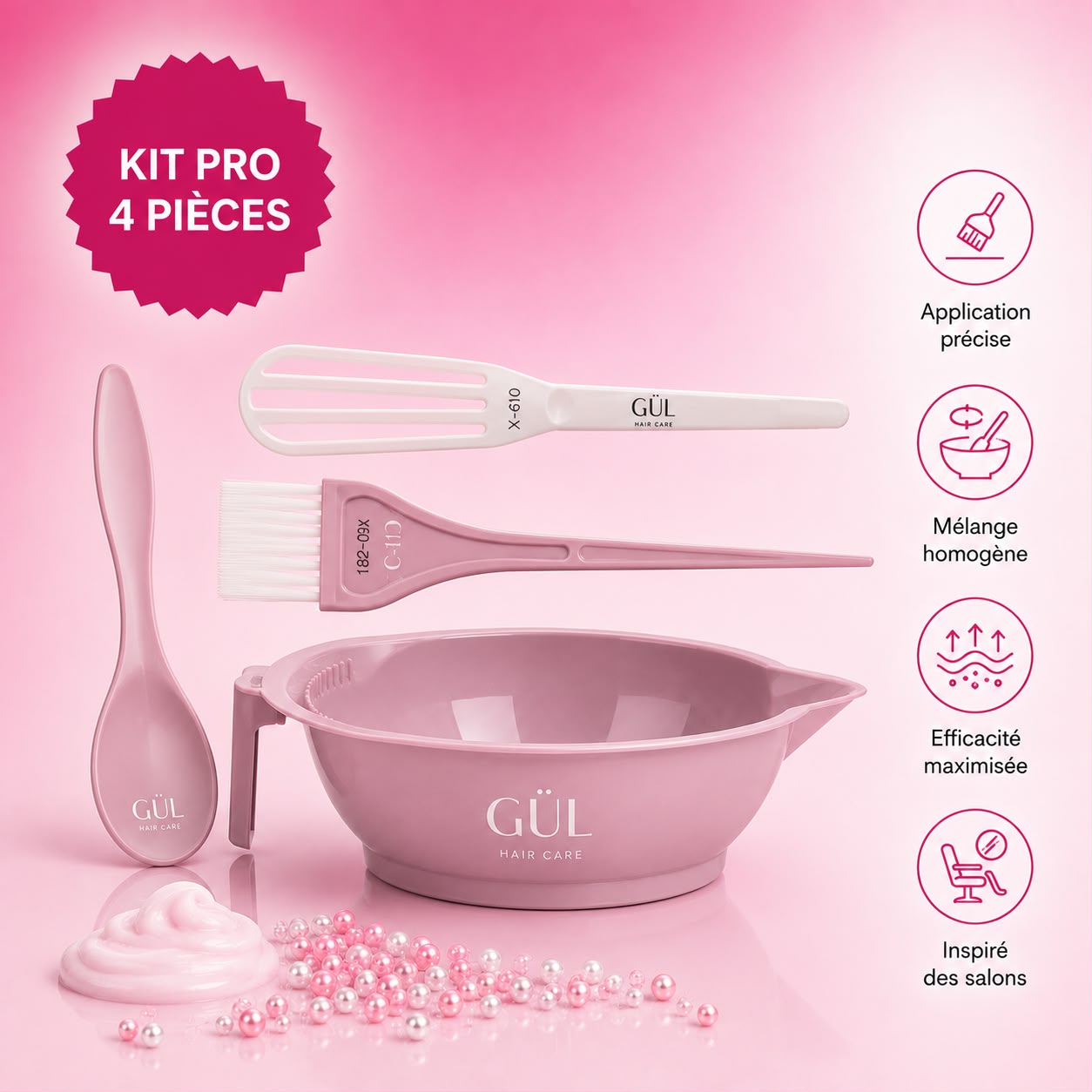 Set Pro 4 Pièces — Bol, Cuillère, Pinceau, Fouet