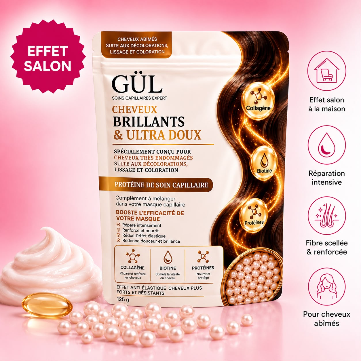 Billes Booster Protéines, Collagène & Biotine